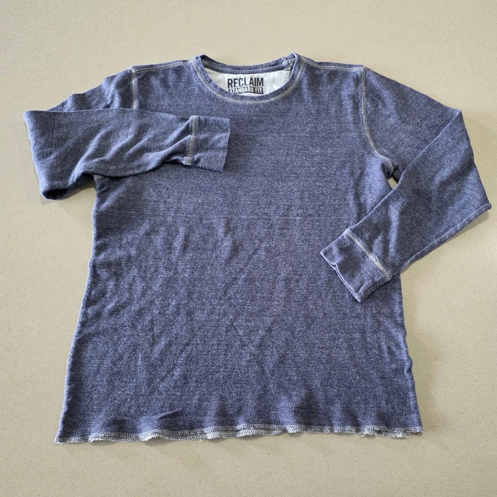 Reclaim Mens Standard Fit Thermal Long Sleeve Shirt Blue Heathered Size M